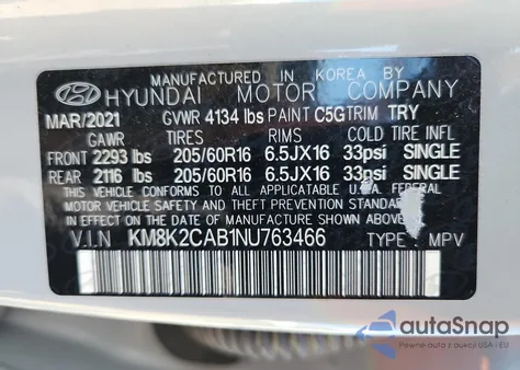 2022 Hyundai Kona Sel from USA, damaged, VIN KM8K2CAB1NU763466